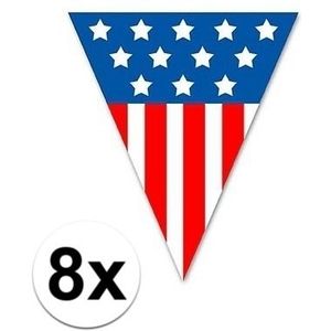 8x Vlaggenlijn/vlaggetjes USA - 5 meter - slingers