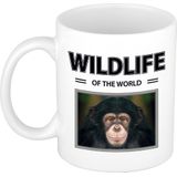 Dieren foto mok Aap - 300 ml - wildlife of the world - cadeau beker / mok Chimpansee apen liefhebber