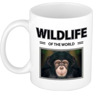 Dieren foto mok Aap - 300 ml - wildlife of the world - cadeau beker / mok Chimpansee apen liefhebber