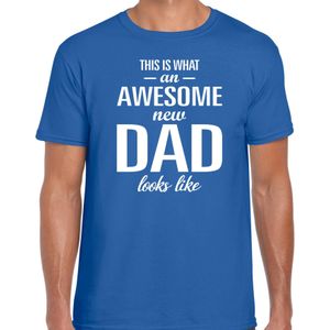 Awesome new dad - t-shirt blauw voor heren - Aanstaande vader/ papa cadeau