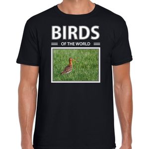 Dieren foto t-shirt Grutto - zwart - heren - birds of the world - cadeau shirt Gruttos liefhebber