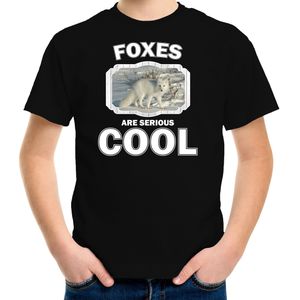 Dieren vossen t-shirt zwart kinderen - foxes are serious cool shirt  jongens/ meisjes - cadeau shirt poolvos/ vossen liefhebber - kinderkleding / kleding