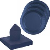 Santex feest/verjaardag servies set - 10x bordjes/20x servetten - kobalt blauw - karton