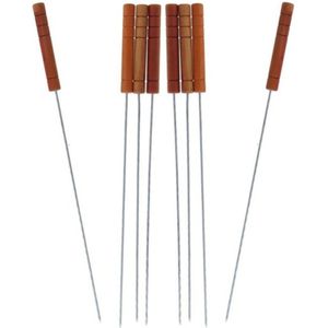 12x Barbecuespiezen/vleespennen houten handvat 32 cm - Barbecue/bbq spiezen/pennen