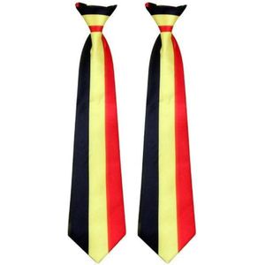 2x stuks stropdas/Kravat vlag Belgie supporter - Landen vlaggen feestartikelen