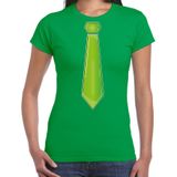 Bellatio Decorations Verkleed t-shirt voor dames - stropdas groen - groen - carnaval - foute party