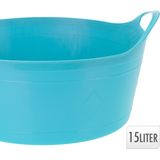 Excellent Houseware Flexibele emmer - 3x - blauw - 15 liter - kunststof - 39 x 17 cm