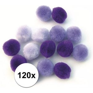 120x lila knutsel pompons 15 mm - hobby balletjes