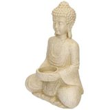 Boeddha theelichthouder grijs 27 cm