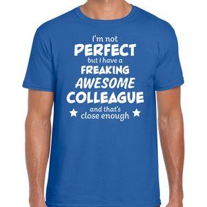 Freaking awesome colleague / collega cadeau t-shirt blauw heren -  kado shirt  / verjaardag cadeau