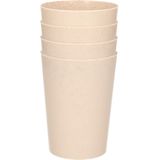 16x drinkbekers van afbreekbaar materiaal 500 ml in het eco-beige - Limonade bekers - Campingservies/picknickservies
