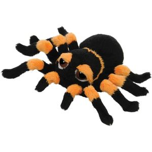 Pluche oranje met zwarte spin knuffel 13 cm - Spinnen insecten knuffels - Speelgoed voor kinderen
