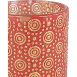 Countryfield Luxe theelichthouder - 2x stuks - Fantasy - glas - rood/goud - D10 x H12 cm