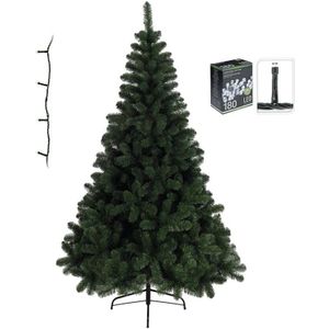 Kunst kerstboom Imperial Pine 120 cm met helder witte verlichting - Kerstboompje met lampjes - Kerstversiering/decoratie