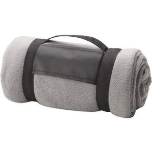 Fleece deken/plaid grijs met afneembaar handvat 160 x 130 cm