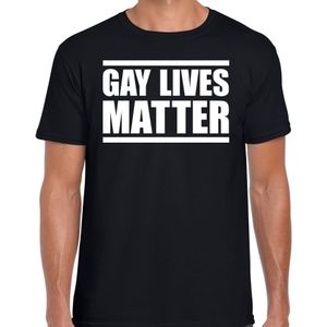 Gay lives matter anti homo discriminatie t-shirt zwart voor heren - staken / betoging / demonstratie / protest shirt  - lhbt / gay shirt