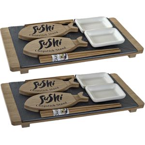 Keramieken sushi servies/serveerset met blad voor 4 personen 9-delig - Sushi eetset