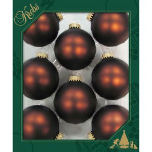 16x stuks glazen kerstballen 7 cm mustang velvet bruin mat kerstboomversiering - Kerstversiering/kerstdecoratie