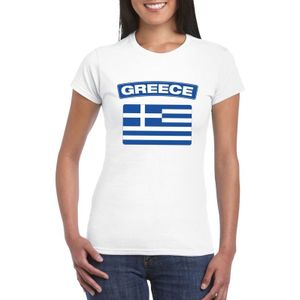 Griekenland t-shirt met Griekse vlag wit dames