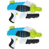 2x Waterpistolen/waterpistool blauw van 28 cm kinderspeelgoed - waterspeelgoed van kunststof - 237 ml watertank