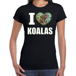 I love koalas t-shirt met dieren foto van een koala zwart voor dames - cadeau shirt koala liefhebber
