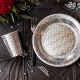 Santex feest wegwerp bekertjes - glitter - 50x stuks - 270 ml - zilver - karton