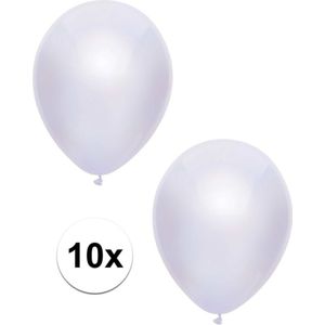 10x Witte metallic ballonnen 30 cm