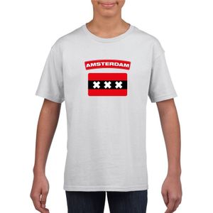 Amsterdam t-shirt met Amsterdamse vlag wit kinderen