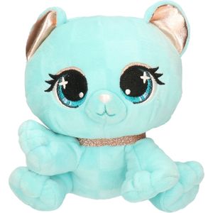 Pluche designer knuffel P-Lushes Pets kat/poes aqua blauw 15 cm - Dieren speelgoed knuffels - Audrey Park