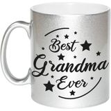 Best Grandma Ever cadeau koffiemok / theebeker - zilverkleurig - 330 ml - verjaardag / bedankje - mok voor oma
