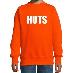 HUTS tekst sweater oranje kids - kids trui HUTS - oranje kleding