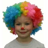 Clown verkleed set voor kinderen pruik met hoedje gekleurd - Carnaval clowns verkleedkleding en accessoires