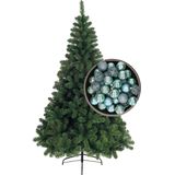 Bellatio Decorations kerstboom H240 cm - met kerstballen ijsblauw