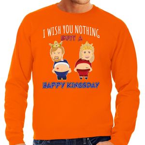 Bellatio Decorations Koningsdag sweater voor heren - Happy Kings day - oranje - oranje feestkleding