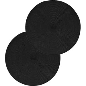 Set van 10x stuks placemats zwart - gevlochten kunststof - 38 cm - Onderleggers