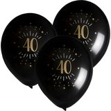 Santex verjaardag leeftijd ballonnen 40 jaar - 24x stuks - zwart/goud - 23 cm - Feestartikelen