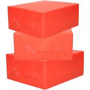 6x Rollen kraft inpakpapier rood  200 x 70 cm - cadeaupapier / kadopapier / boeken kaften