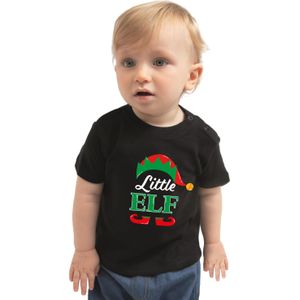 Little elf Kerst t-shirt - zwart - babys - Kerstkleding / Kerst outfit