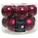 Compleet glazen kerstballen pakket framboos roze glans/mat 26x stuks - 10x 6 cm - 12x 8 cm - 4x 10 cm