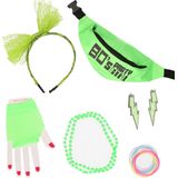 Foute 80s/90s party verkleed set compleet - dames - groen - jaren 80/90 verkleed accessoires