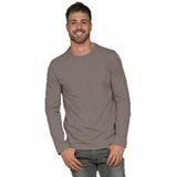 Basic lange mouwen/longsleeve stretch shirt grijs voor heren - Basic kleding voor heren