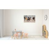 Dieren poster galopperende paarden in het zand 84 x 52 cm - Kinderkamer decoratie posters met paard - Kinderposters - Cadeau paardenliefhebber
