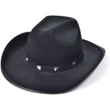 Rubies Carnaval verkleed hoed voor een cowboy - met studs - zwart - polyester - heren/dames
