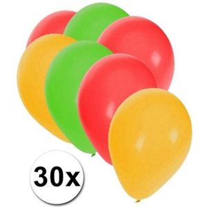 Ballonnen rood/geel/groen 30 stuks
