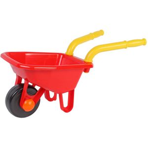 Speelgoed kruiwagen rood voor kinderen 25 x 66 cm - jongens en meisjes - buitenspeelgoed / klusmateriaal voor tuin