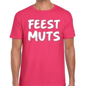Feestmuts fun tekst t-shirt roze heren - heren tekst shirt Feestmuts