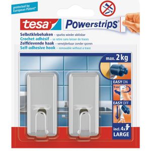 2x Tesa Powerstrips chroom haken large - Klusbenodigdheden - Huishouden - Verwijderbare haken - Opplak haken 2 stuks