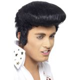 Elvis verkleed set pruik zwart en bril voor heren - Rock and Roll thema uit de jaren 60