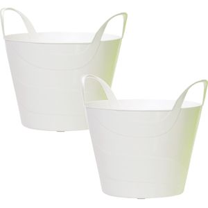 3x Stuks flexibele emmer/wasmand/kuip wit 45 liter  - Opbergmanden - Wasmanden - Flexibele emmers