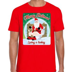 Fout Kerstshirt / t-shirt  - Merry shitmas losing a turkey - rood voor heren - kerstkleding / kerst outfit
